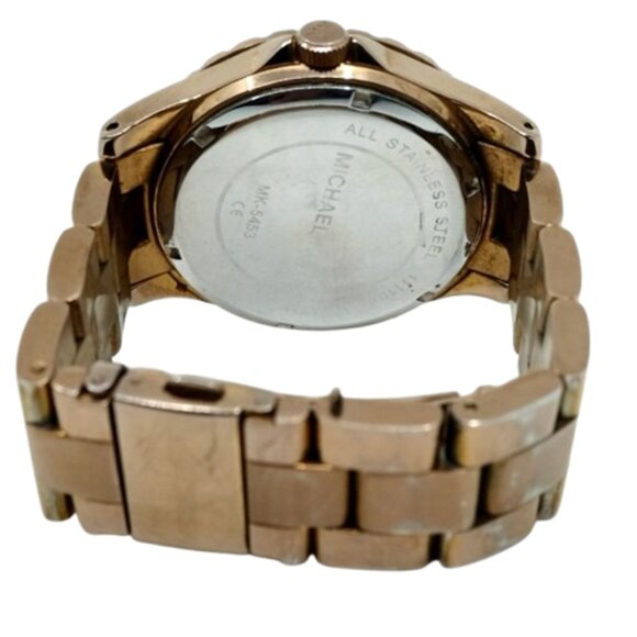 MICHAEL KORS~LADIES OVERSIZED SWAROVSKI CRYSTAL ROSE GOLD CHRONOGRAPH WATCH - Picture 4 of 4